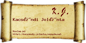 Kacsándi Jolánta névjegykártya